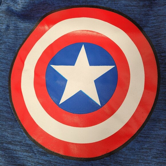 Marvel Avengers Captain America Classic Shield Kids Pullover Hoodie Blue Size 5 - Picture 3 of 8